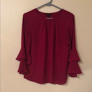 Banana Republic Red Ruffled Bell Sleeve Blouse